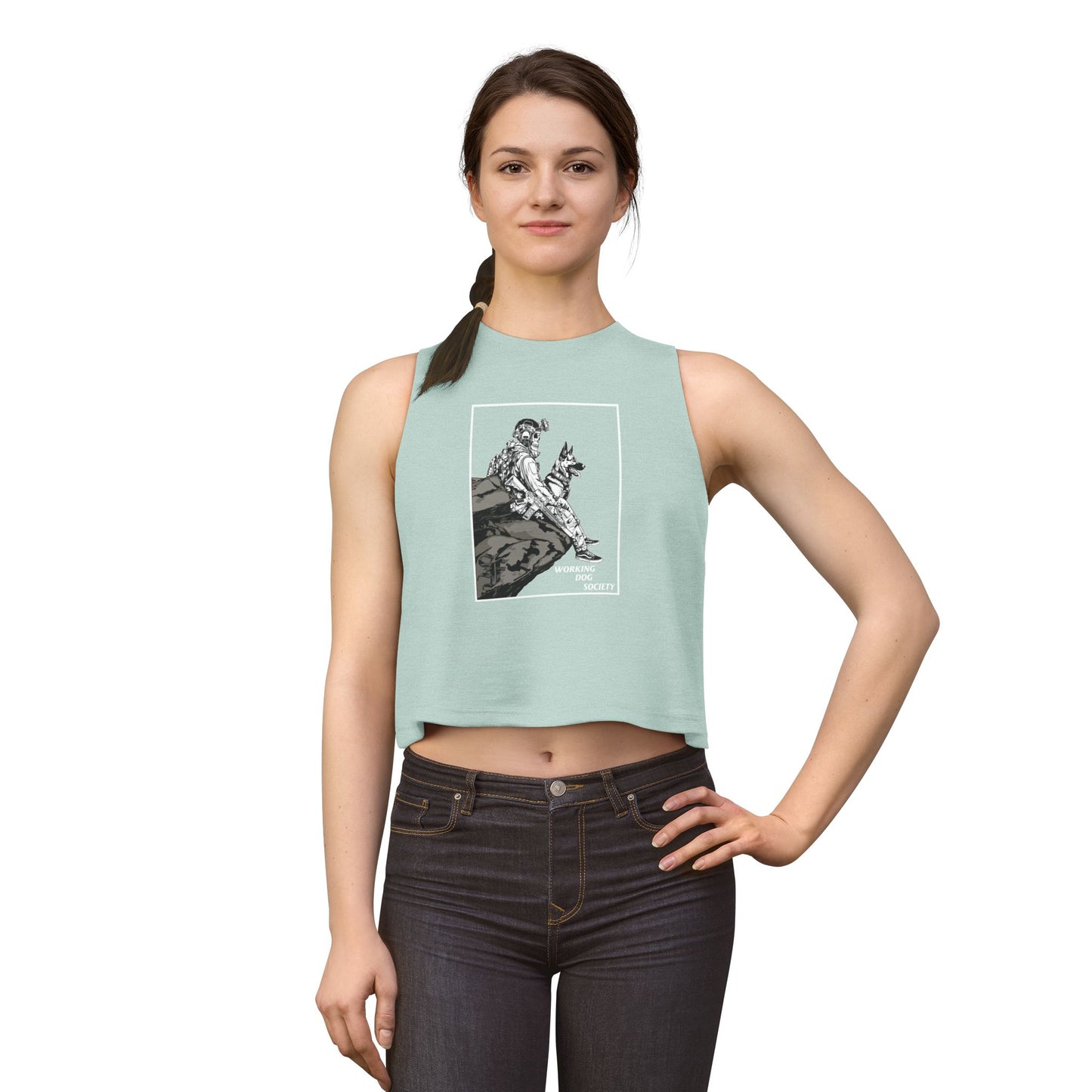 Women's Crop Top - Vintage 'Working Dog Society' Graphic Tank Top